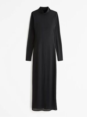 Abercrombie Long Sleeve Mesh Maxi Dress - Classic Minimal